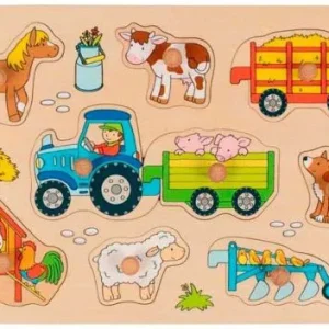 PUZZLE 9 PZS TRACTOR DE ENCAJE CON REMOLQUES 30X21X2.4 CM