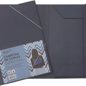 PAQ/5 CARPETA CARTON Fº GOMAS Y SOLAPAS AZUL