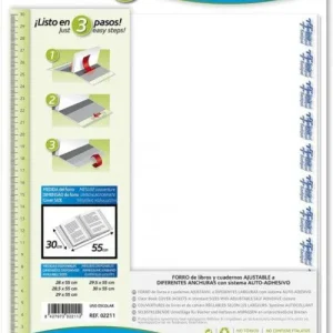 PAQ/5 FORRO LIBROS AJUSTABLE 30X52CM FORRALISTO PP 80MICRAS