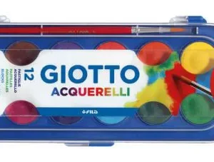 Estuche plastico 12 acuarelas giotto + pincel colores surtidos