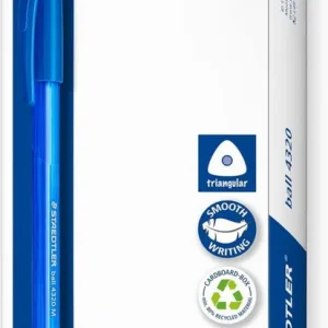 C/10 boligrafo triangular retráctil staedtler ball 4320 punta M color azul