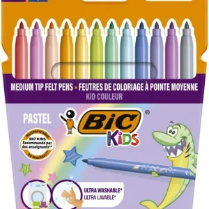 ESTUCHE 12 ROTULADORES KID COULEUR PASTEL PUNTA MEDIA BIC