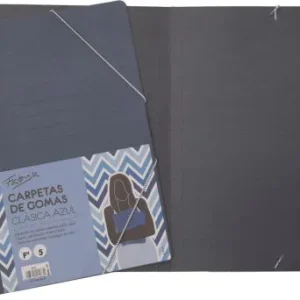 PAQ/5 CARPETA CARTON Fº GOMAS SIN SOLAPAS AZUL