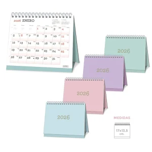 Calendario sobremesa pastel surtido 17x13,5 cm 2026
