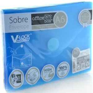 PAQ/10 SOBRE A6 V-LOCK 120X160 MM VELCRO COLOR AZUL