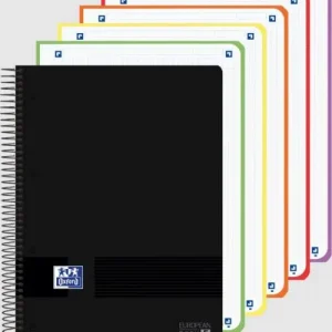 Paq/5 cuaderno espiral a4+ 120h 90g. cuad.5x5 europeanbook5 live &go color negro