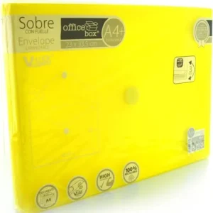 PAQ/10 CARPETA SOBRE FUELLE A4+ 250X335X300 VELCRO AMARILLO