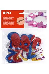 Bolsa 50 numeros goma eva purpurina adhesivas surtidas