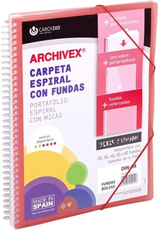 CARPETA 50 FUNDAS CANGURO A4 ARCHIVEX STAR ROJO