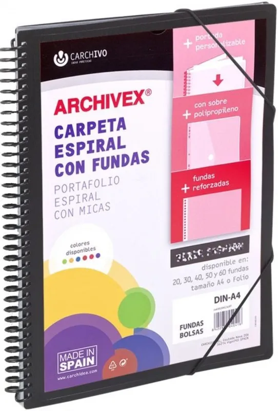CARPETA 60 FUNDAS CANGURO A4 ARCHIVEX STAR NEGRO