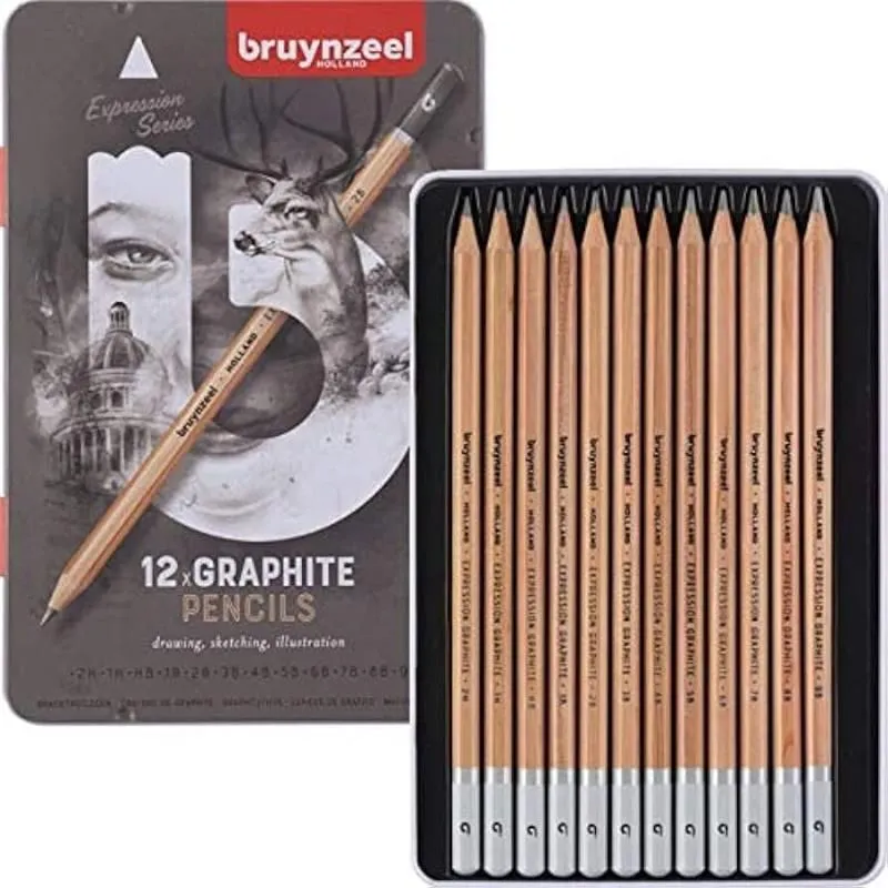 Estuche metal 12 lapiz grafito Bruynzeel expression