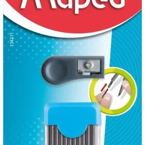 BLISTER CON 10 MINAS DE RECAMBIO COMPAS 2 MM + SACAPUNTAS