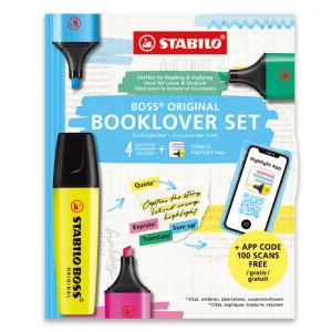 Estuche 4 marcador stabilo boss original booklover
