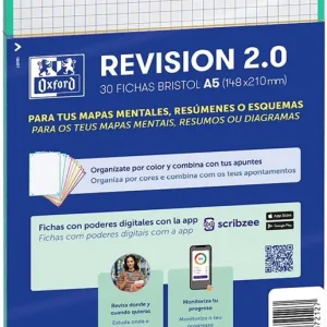 PAQUETE FLASHCARDS 2.0 OXFORD A5 2T 30F CUAD.5X5 ICE MINT