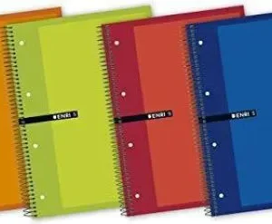 Paq/5 cuaderno espiral microperforado a4 160h 60g. cuad.5x5 multiasignatura colores surtidos