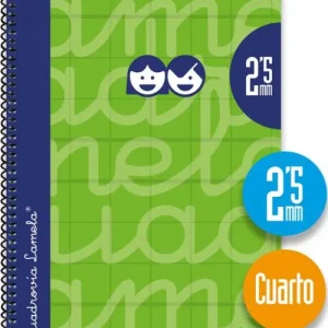 CUADERNO ESPIRAL 4º 80H 70G 2,5MM VERDE CUADROVIA EXTRA DURA 2009