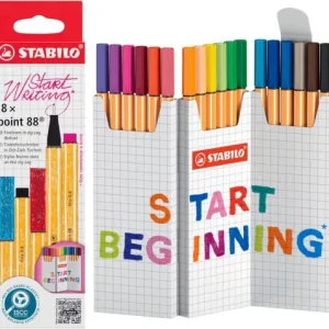 Estuche zig-zag 18 colores surtidos stabilo point 88 punta fibra 0,4 mm.