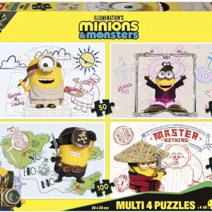PUZZLE MUSTI 4 EN 1 MINIONS AND MONSTERS 50 80 100 150 PZS