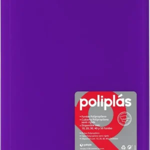 CARPETA Fº 10 FUNDAS SOLDADAS TRANSLUCIDAS VIOLETA POLIPLAS
