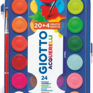 Estuche plastico 24 acuarelas giotto + pincel colores surtidos ¡promoción!