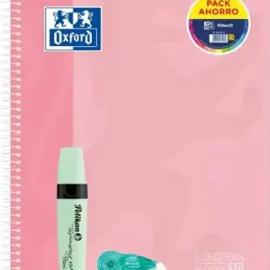Pack cuaderno espiral a4+ 150h 90g. cuad.5x5 ebook10 touch +  marcador textmarker 490 pastel + corrector fancy roller regalo