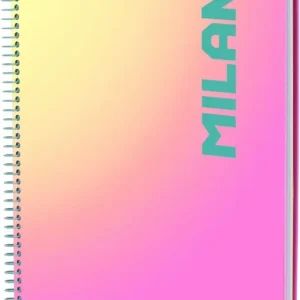 Cuaderno espiral A4 90h 90g. cuadrícula 5x5 microperforado serie Sunset rosa