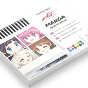 Pack iniciación manga con estuche 12 rotuladores doble punta professional markers doble punta