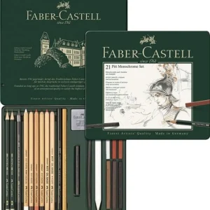 Caja metalica 21 piezas pitt monochrome faber castell