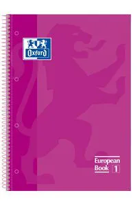 Paq/5 cuaderno espiral europeanbook1 fucsia a4 80h 90g. cuadricula 5x5mm microperforado