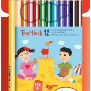 Estuche 12 lapices colores trio grueso stabilo