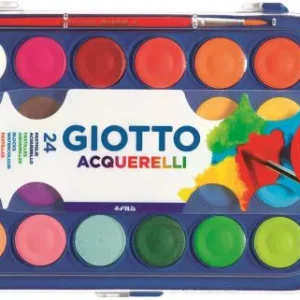 Estuche plastico 24 acuarelas giotto + pincel colores surtidos