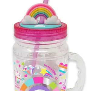 VASO CON ASA Y PAJITA RAINBOW