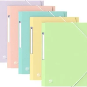 Paq/10 carpeta plástico a4+ gomas y solapas colores pastel serie urban