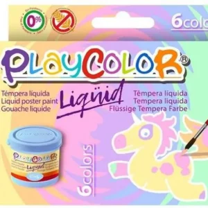 Estuche 6 tempera liquida playcolor 40ml colores pastel
