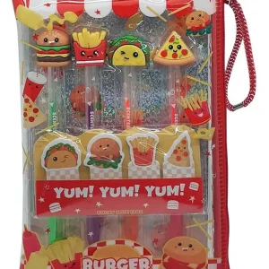 SET DE 4 BOLIGRAFOS DE GEL BURGUER PARTY PAL