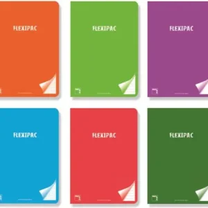 Paq/6 libreta a4 48h 90g pauta 2.5 c/m flexipac tapa plastico colores surtidos