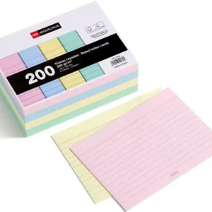 PAQ/200 FICHAS RAYADAS COLORES A6 105X148MM