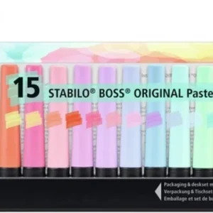 Estuche 15 marcador fluorescente stabilo boss pastel colores surtidos