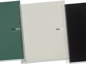 Pack/3 cuaderno espiral notebook8 a5 200h 70g cuad.5x5 the original color kaki, gris y negro