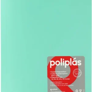 CARPETA Fº 30 FUNDAS SOLDADAS OPACAS VERDE AGUA POLIPLAS