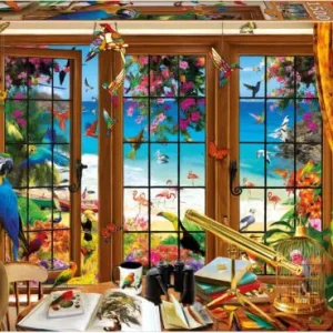 PUZZLE 1500 PIEZAS VENTANA OBSERVADOR AVES