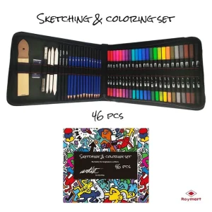 Estuche téxtil 46 piezas sketch + rotuladores doble punta