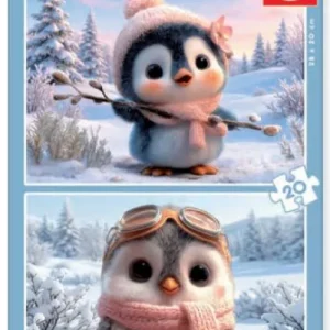 PUZZLE 2X20 PIEZAS PINGUINOS ADORABLES