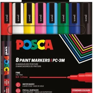 ESTUCHE 8 ROTULADORES POSCA PC3MR UNI-BALL COLORES BASICOS