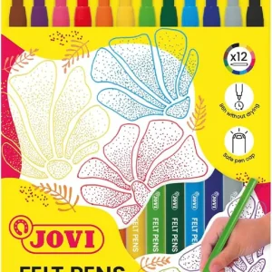 Estuche 12 rotuladores jovi trazo fino felt pens colores surtidos