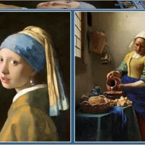 Puzzle 2x1000 piezas la joven de la perla + la lechera vermeer