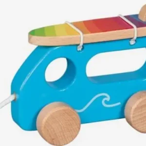 VEHICULO DE ARRASTRE FURGONETA DE SURFISTAS DE MADERA