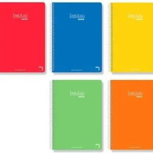 Paq/5 cuaderno fº t.contracolada 80h 90gr 4x4 surtido