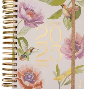 Agenda espiral anual 2027 floral dia pagina 21x15cm