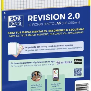 Paquete flashcards 2.0 oxford a5 2 taladros 30 fichas cuad.5x5 color amarillo